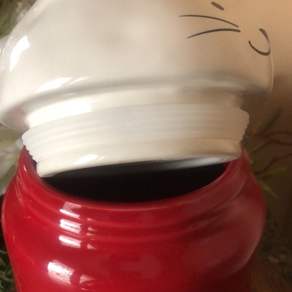 RAE DUNN BY MAGENTA Ceramic Pet Treat Canister PEACE LOVE & PURRS - Picture 5 of 6